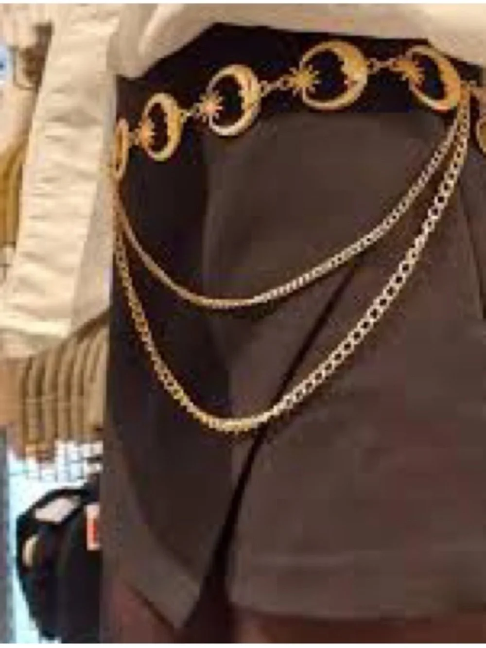 Gold Crescent Moon & Star Chain Belt